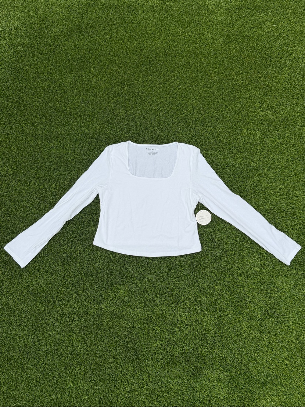 Women’s White Long Sleeve Square Neck Top